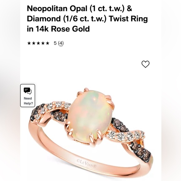 LE VIAN “Neopolitan Opal & Diamond Twist Ring in 14k Rose Gold” Size 7 - Picture 4 of 10